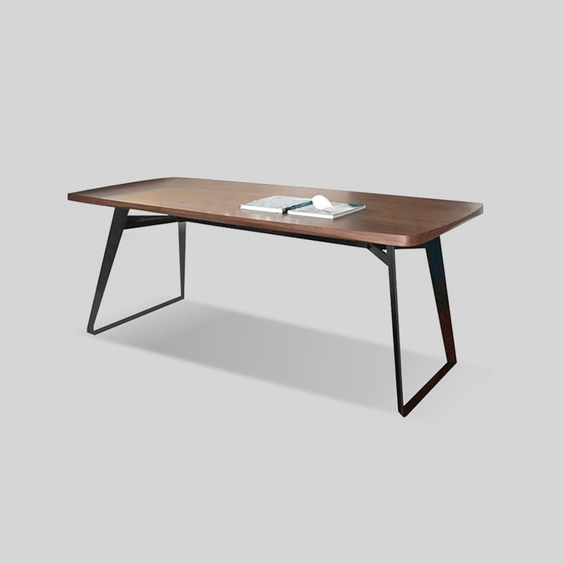 Retro Nut-Brown Rectangular Solid Wood Dining Table, 55.12