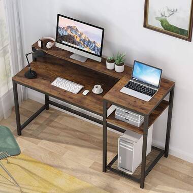 17 Stories Computer Desk with Storage Shelves & Reviews