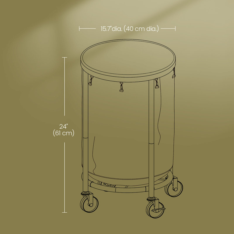 Rolling Laundry Hamper, Cream White