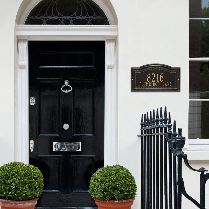 Signature Series 2-Line Wall Address Plaque, Black, Gold, Yes