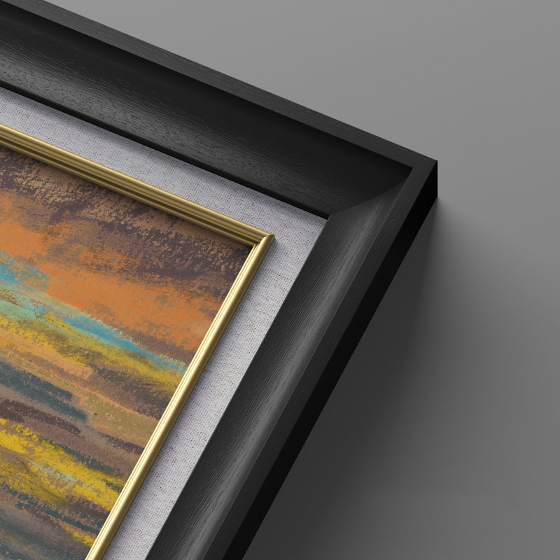 «Pastel Sunset Ocean Cliff Soft Abstract Seascape», ensemble de 2 reproductions d'art encadrées de qualité supérieure sur papier 26 po x 36 po