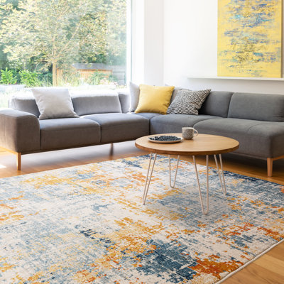 Glosco Abstract Orange/Blue Area Rug