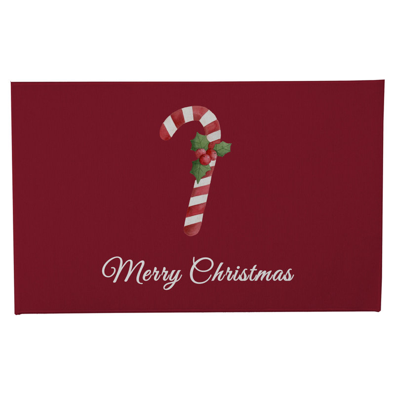 Paillasson Merry Christmas, Rouge canneberge, L 21 po x L 34 po