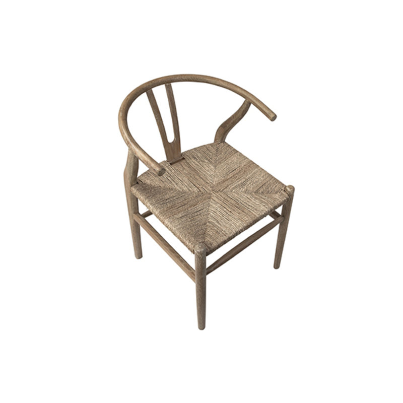 Buchholtz Oak and Natural Woven Wicker Back Dining Chair, Brown