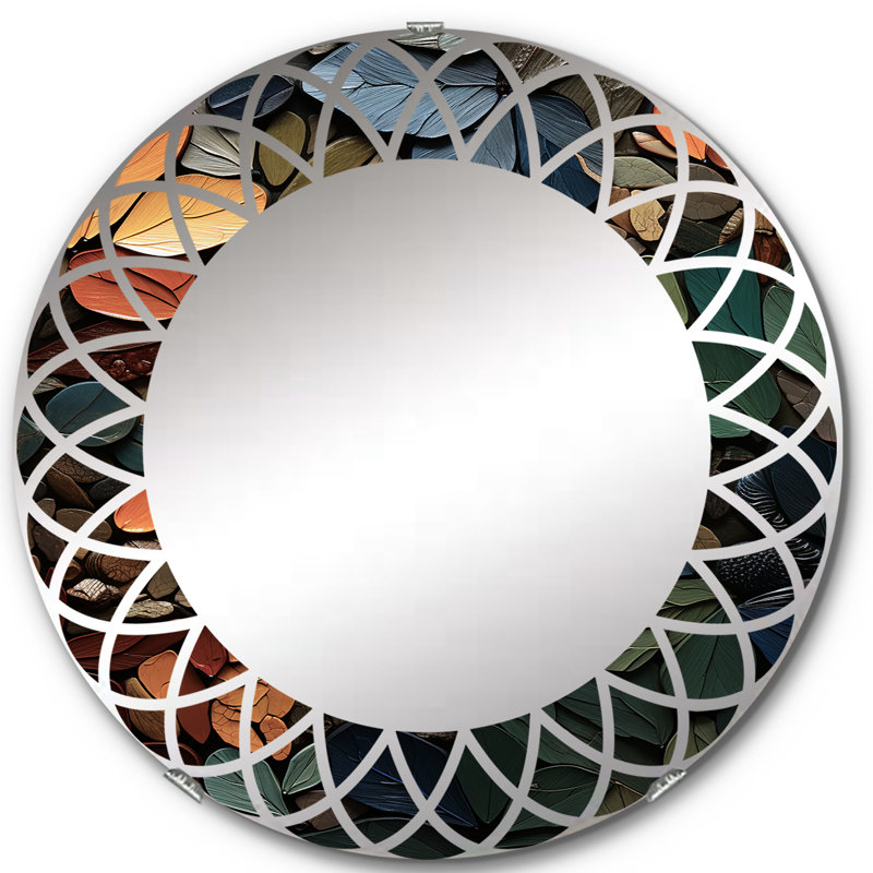 Feuil - Miroir mural moderne rond, 24 po x 24 po