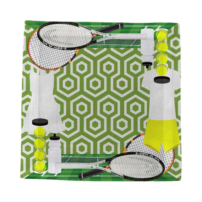 Tennis Anyone Cotton Sateen Cocktail Napkins, Green White