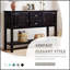 Console 48 po en bois massif avec 2 tiroirs, armoires et tablette inférieure pour un rangement et une présentation de style rétro