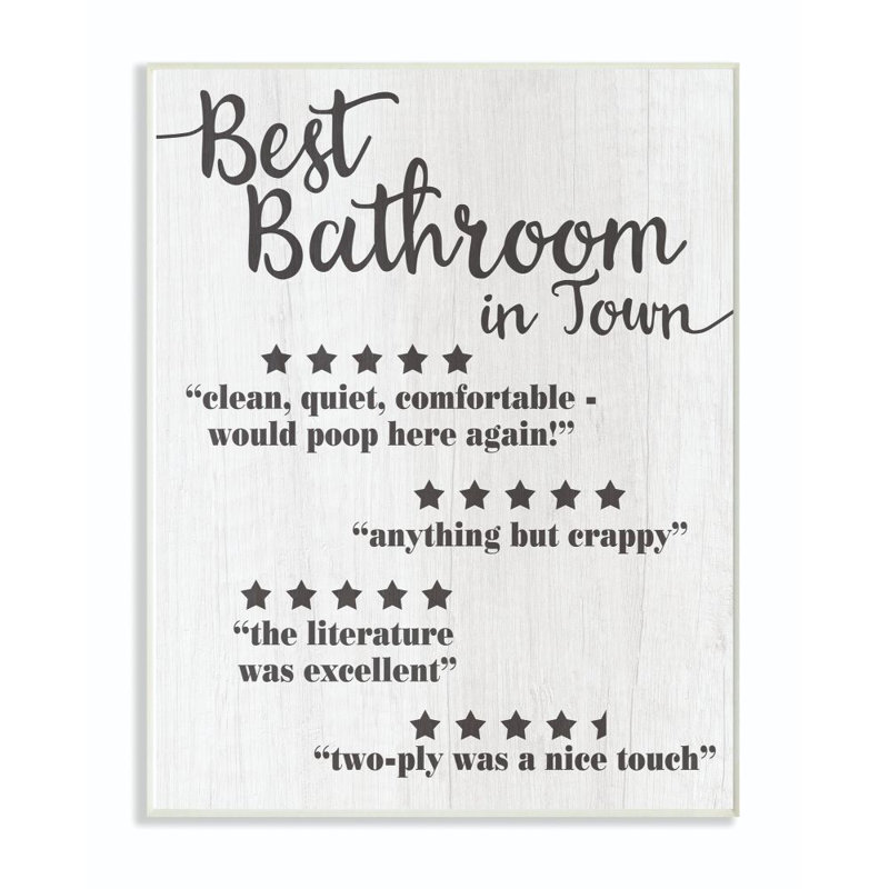 « five star salle de bain », art textuel, H 15 po x l 10 po x P 0,5 po, Plaque murale