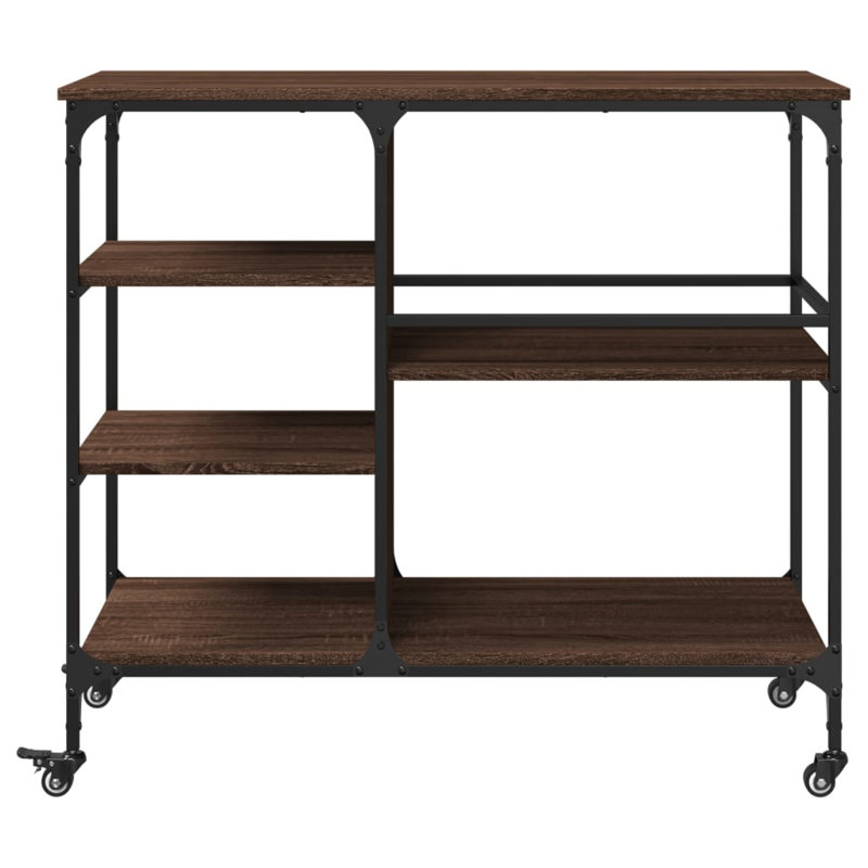 Ventre Metal Bar Cart, Brown Oak