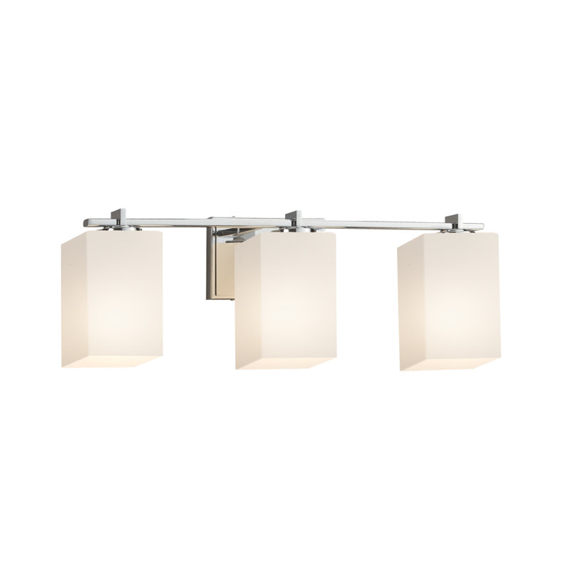 Casson 3 - Light Dimmable Vanity Light, Polished Chrome, Frosted Crackle