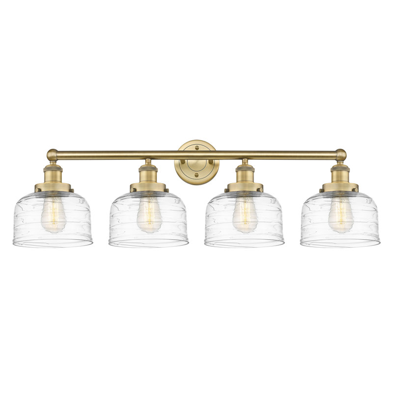 Annagene 4 - Light Dimmable Vanity Light, Clear Deco Swirl, Brushed Brass
