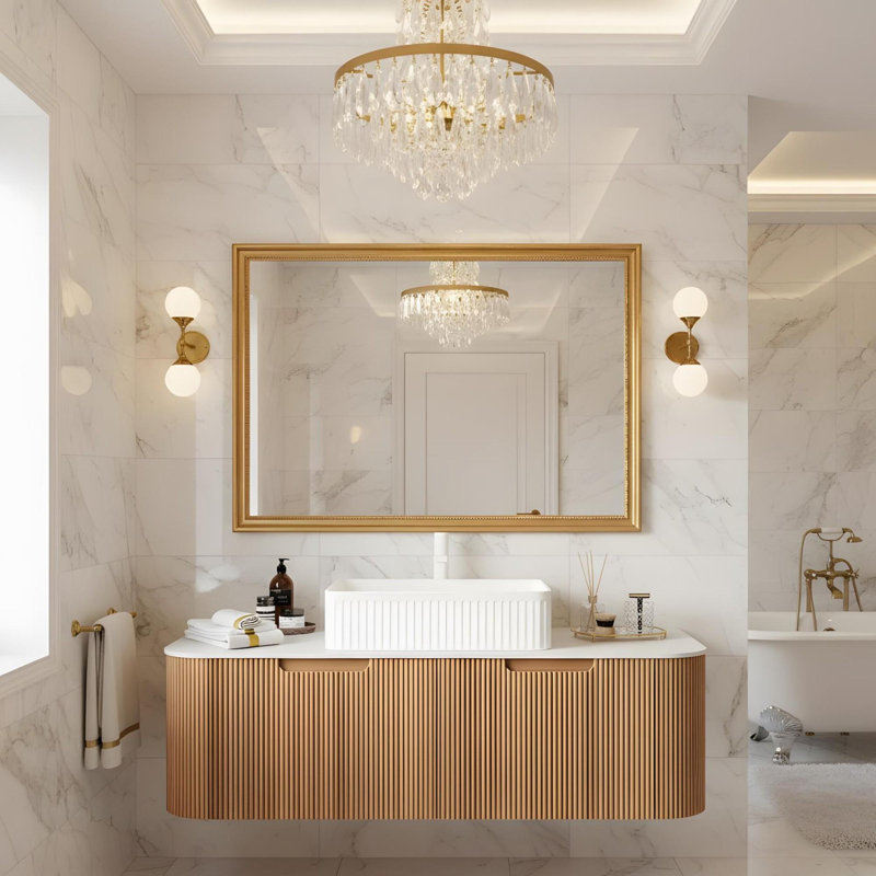 Meuble-lavabo de 48 pouces avec lavabo, lavabo rectangulaire en céramique blanche