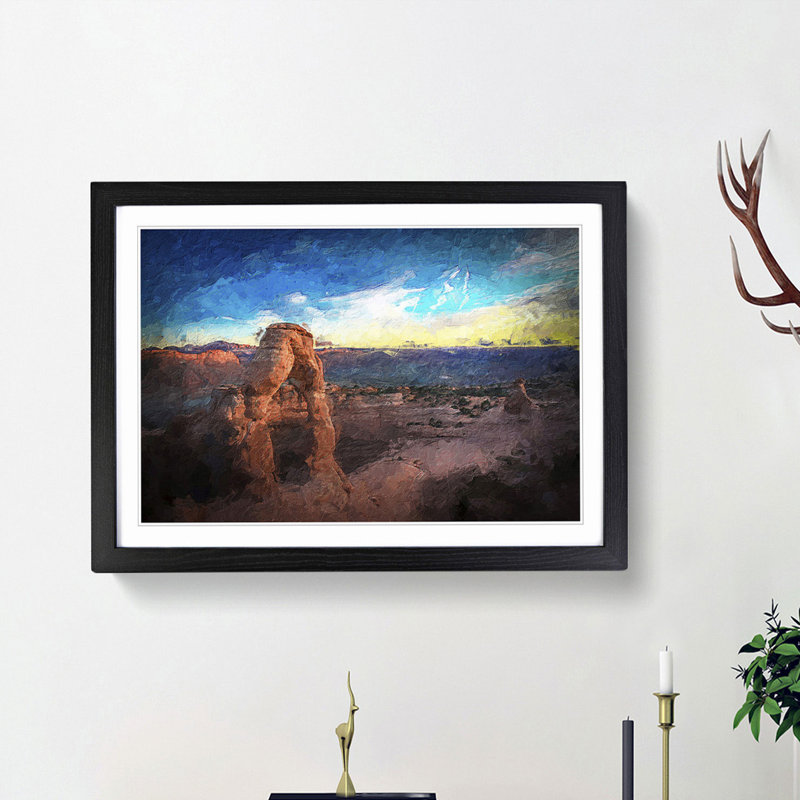 Stone Arch in Arches National Park Utah - Picture Frame Painting Print, 48cm H x 65cm W x 2cm D, Black Framed