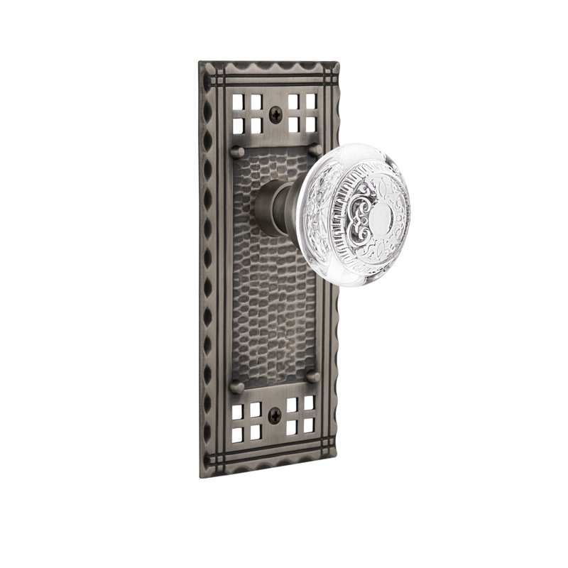 Craftsman Plate with Crystal Egg & Dart Knob, Antique Pewter