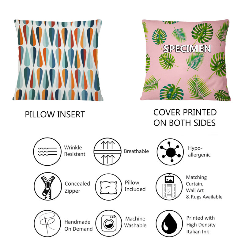 Retro Abstract Drops - Mid-Century ModernPrinted Throw Pillow, Blue/Orange