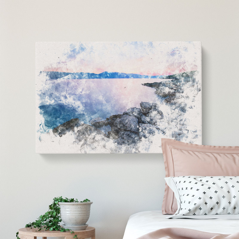 Premantura In Istria Croatia Watercolour - Wrapped Canvas Print, 35cm H x 50cm W x 3cm D