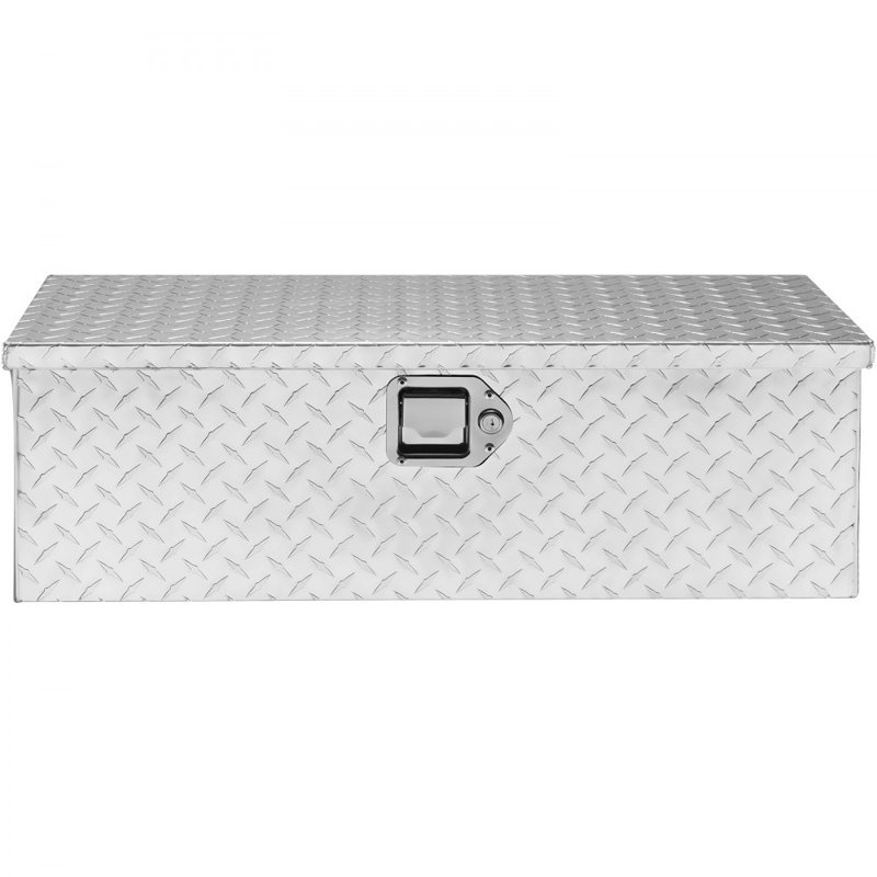 Heavy Duty Aluminum Truck Bed Tool Box, Diamond Plate Tool Box with Side Handle and Lock Keys, Silver