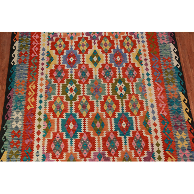Tapis oriental kilim en laine à tissage plat 8 x 10