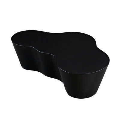 50 Inch Unique Shape Fiberglass Coffee Table, Black No Assembly Needed-50.00''+black