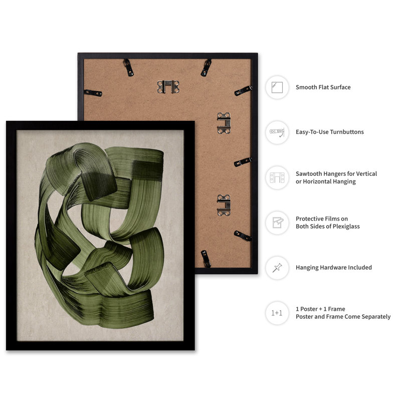 Vert abstrait, Black Framed, Poster, 24"H x 32"W