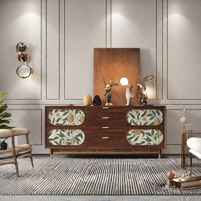 Elegant Ash Wood Frame 8-Drawer Sideboard