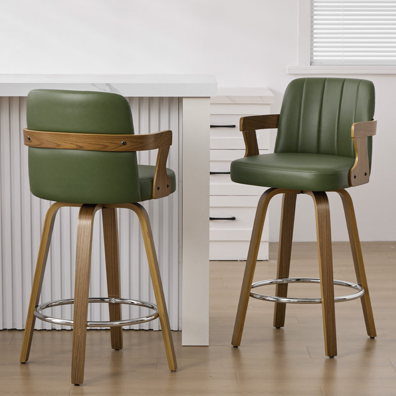  Tabouret de bar et de comptoir pivotant 26 po avec accoudoirs, Vert foncé, Tabouret de comptoir (siège d'une hauteur de 26 p