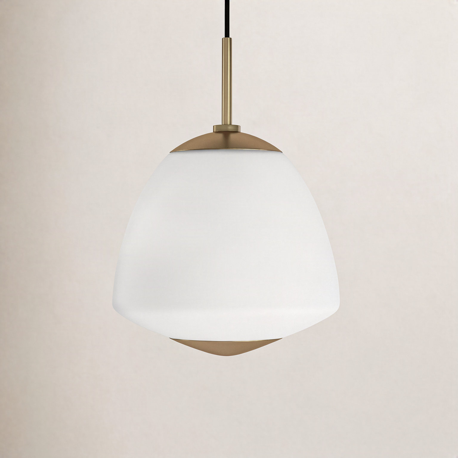 Darby Single Light Glass Dimmable Pendant, Aged Brass, 13.75" H x 10" W x 10" D