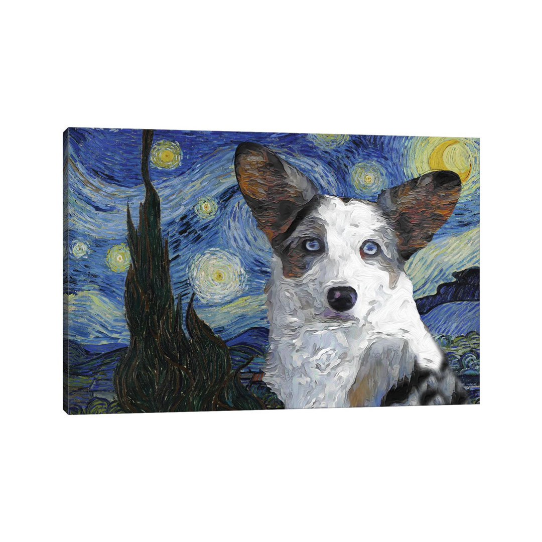 Cardigan Welsh Corgi the Starry Night - Wrapped Canvas Art Prints