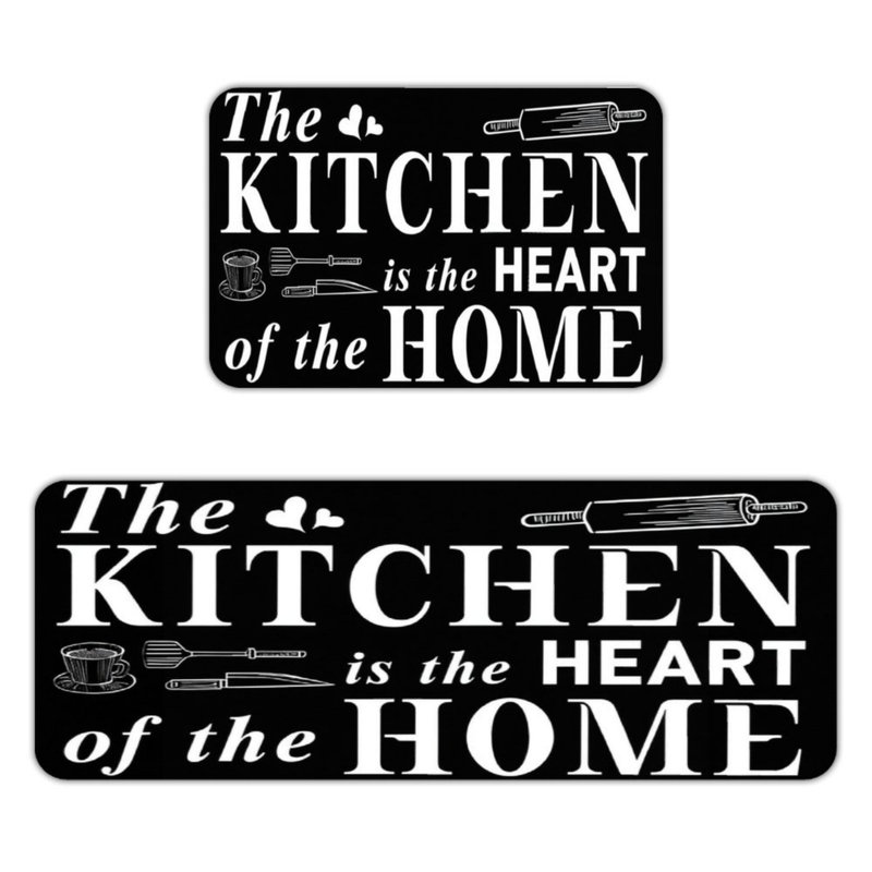 Tapis de cuisine 2 pièces noir et blanc