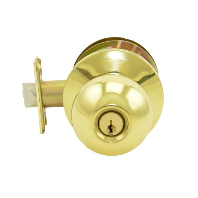 Keyed Door Knob, Bright Brass