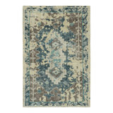 Distressed Homage Hand Knotted Wool Geometric Area Rug