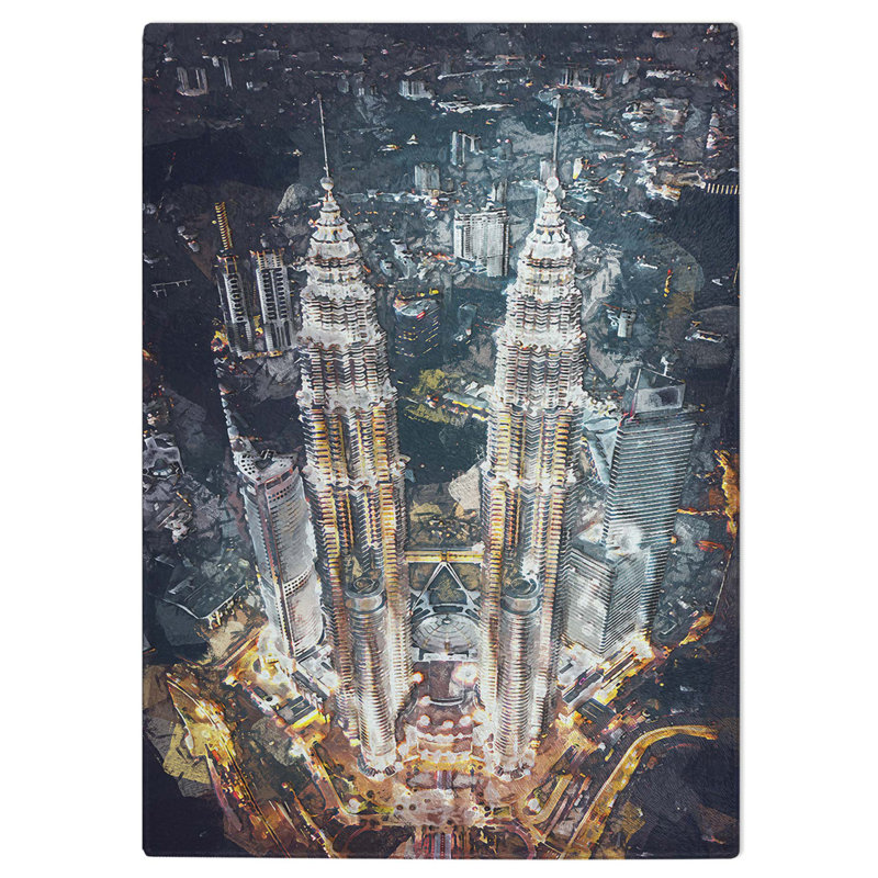 Tempered Glass Petronas Towers in Kuala Lumpur Chopping Board, 28.5 cm W x 39 cm L