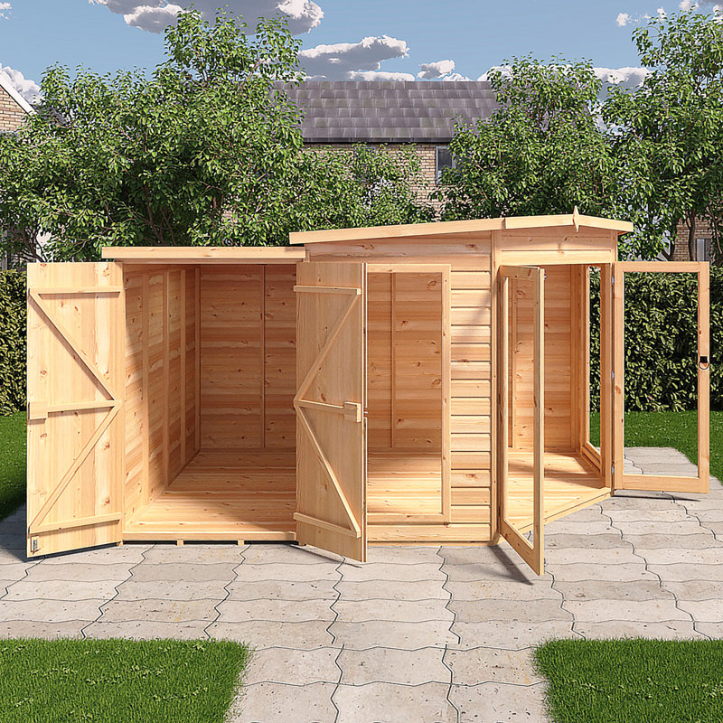 Shire Barclay Corner Summerhouse With Side Shed 8 Ft X 12 Ft