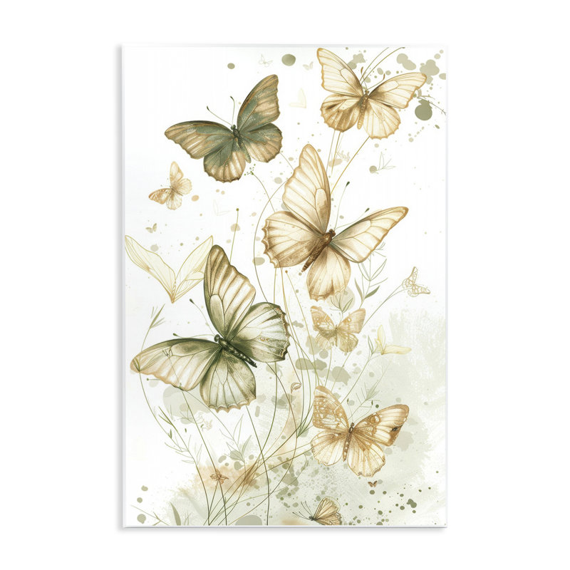  «Neutral Watercolor Butterflies», art mural par LSR Design Studio, H 19 po x l 13 po