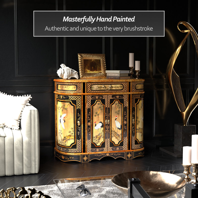 Gold Lacquer Cabinet - Cranes
