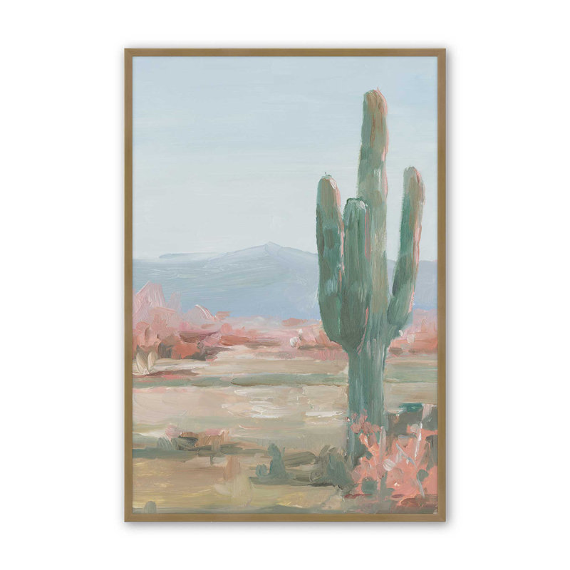 Timeless Saguaro Cactus II, Open Corner Framed, Brushed Gold, 15.25" H x 12.25" W