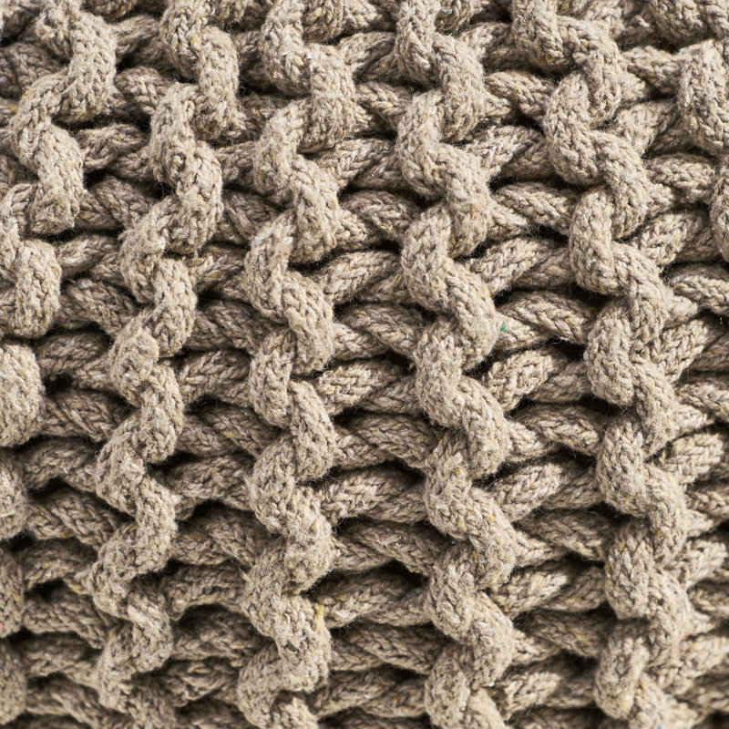 Pouf brun en coton tricoté rond 20 x 20 - fabriqué à la main, pouvant accueillir des sièges supplémentaires et se détendre dans le salon, profondeur de 20 pouces, largeur, 14 de hauteur, idéal pour chambre de bébé ou repose-pieds