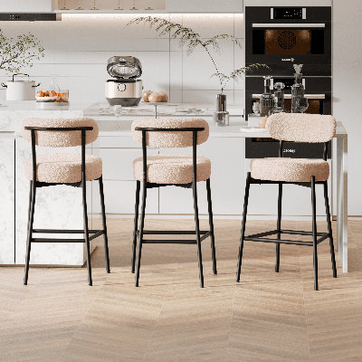 Tabourets de comptoir rembourrés avec structure en métal Treymane H 34,3 po (ensemble de 3)