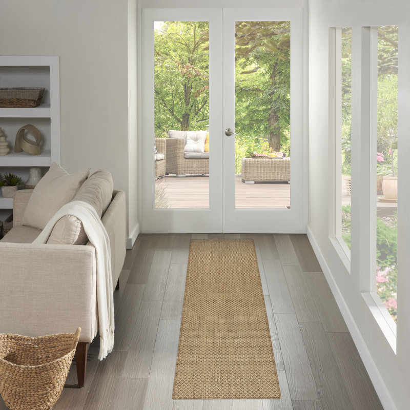 Tapis intérieur / extérieur en jute Hartigan, Tapis de couloir 2 pi 2 po x 8 pi