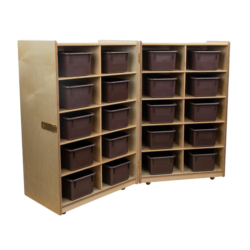 Rangement vertical pliable avec (20) plateaux translucides, Brun