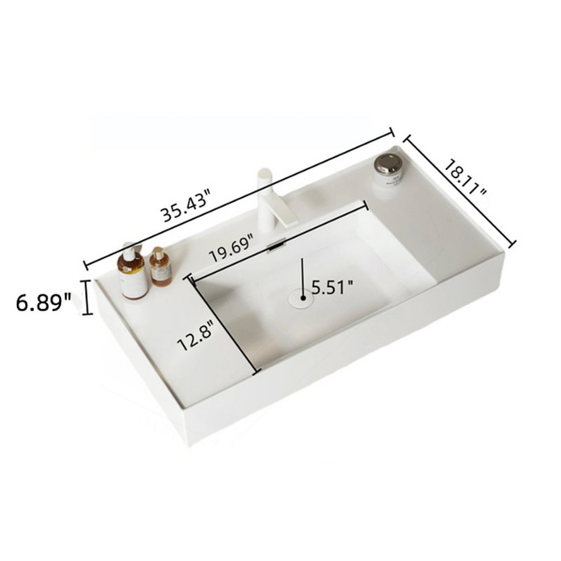 Meuble-lavabo moderne avec lavabo vasque, Noyer, 35"
