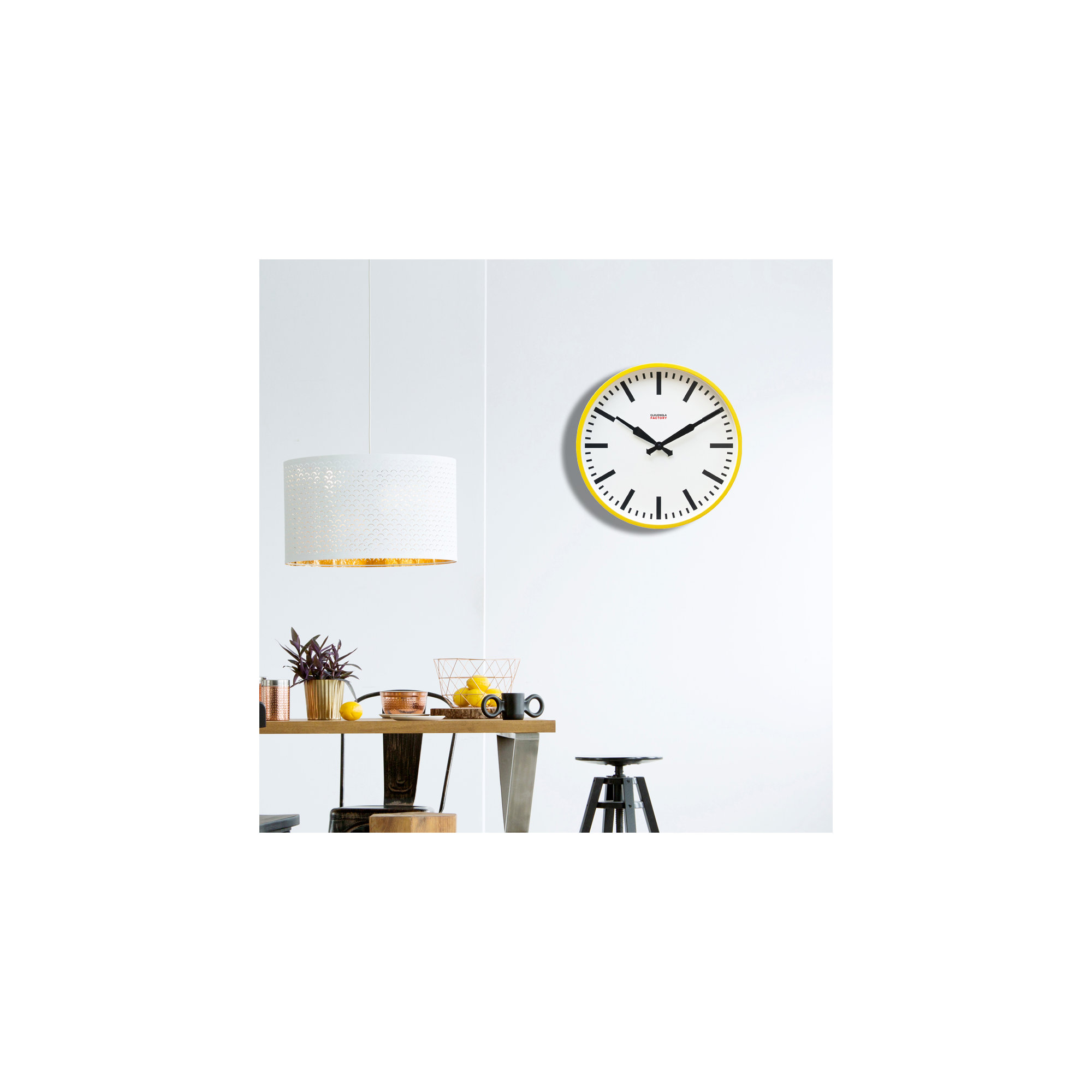 12'' Metal Wall Clock, Yellow