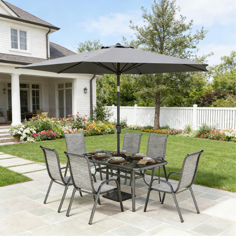 Conversation Set,8 Pieces Patio Furniture Set, Black/Grey