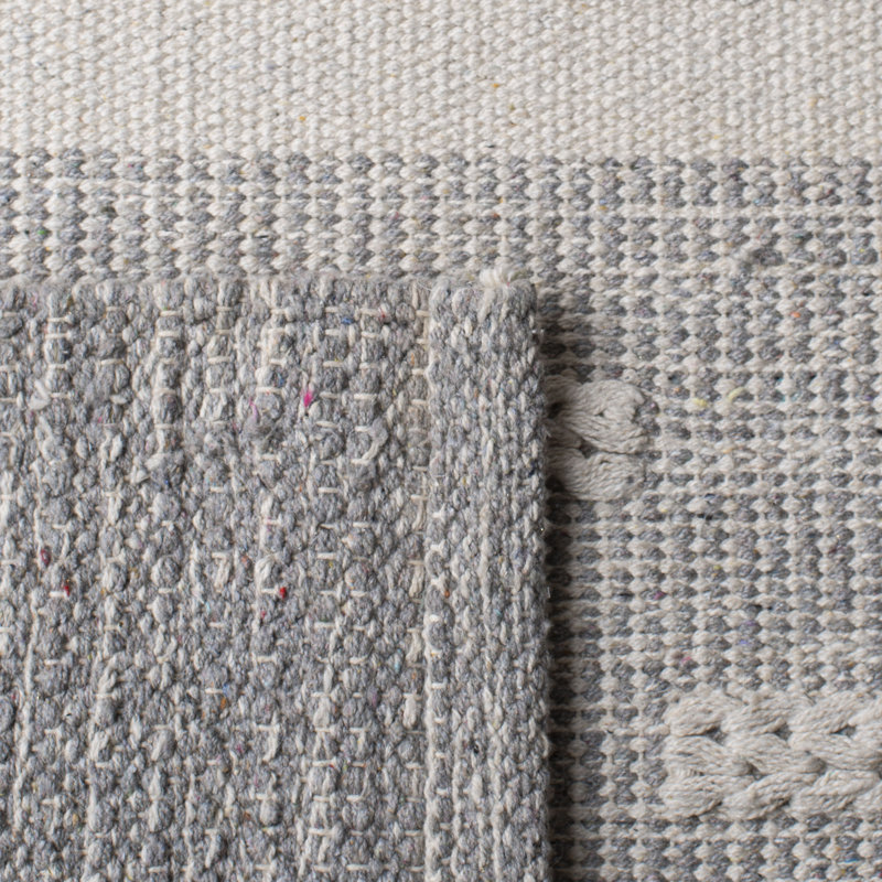 Tapis gris en coton tissé à la main Hartwig, Rectangle 3 pi x 5 pi