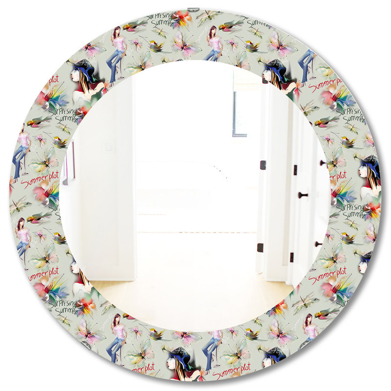 Mid-Century Modern Bathroom / Vanity Accent Mirror, 31.5" H x 31.5" W, Floral