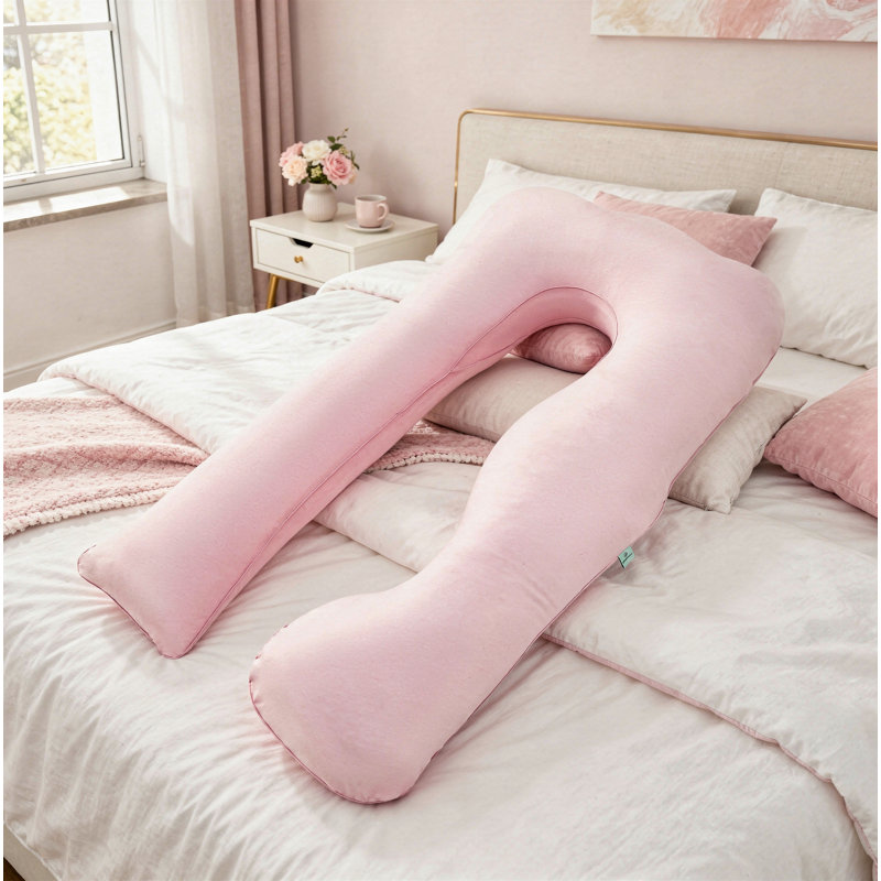 U SHAPED FULL BODY PILLOW PINK