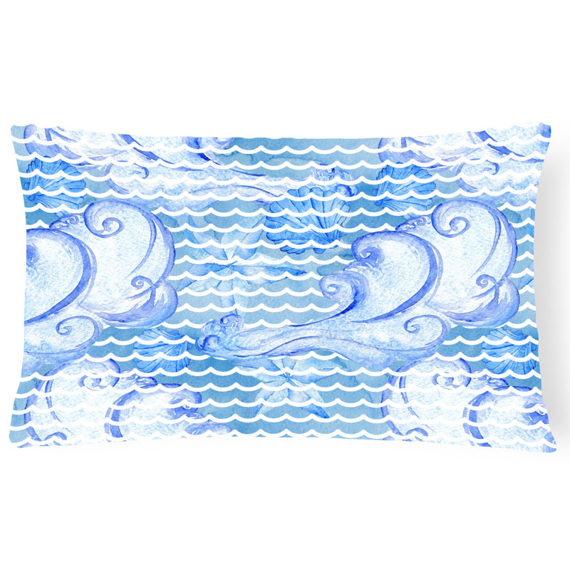  Coussin décoratif intérieur / extérieur Beach Watercolor Abstract Waves