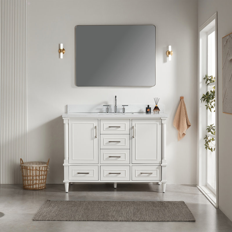 Ensemble de meuble-lavabo simple autoportant 48 po avec 2 poignées entièrement assemblé