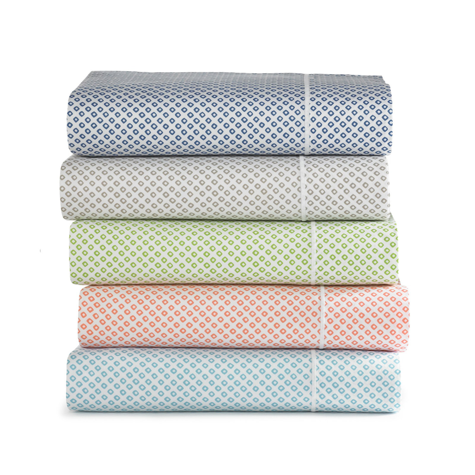 Emma 300 Thread Count Geometric Egyptian-Quality Cotton Sateen Pillowcase, King, Blue