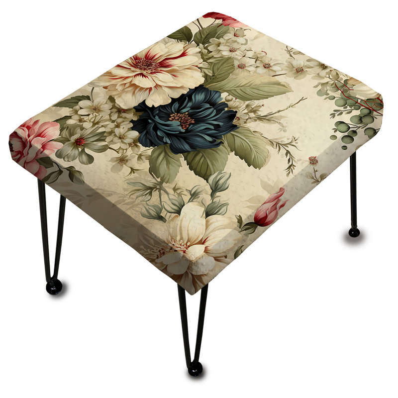 Charme de maison de campagne antique beige et vert - repose-pieds rectangulaire floral